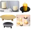 1pcs Black Iron Plate Candle Holder Tray Holder Wedding Party Holiday Banquet Decorative Candle Accessories Home Decor LZT004