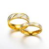 Anillo de pareja de acero inoxidable, anillo de boda con patrón de onda dorada, regalo de joyería de compromiso para hombres y mujeres