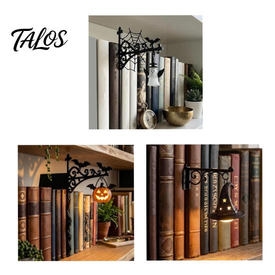 Decoraciones Festivas para Interiores Linterna de Biblioteca, Lámpara Decorativa Mini para Estantería, Calabaza Fantasma con Sombrero Luces de Ambiente para Rincón de Lectura para Estudio