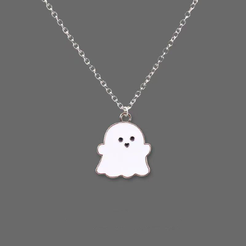 Creative Hip Hop Ghost Pendant Necklace - Black & White Christmas Edition