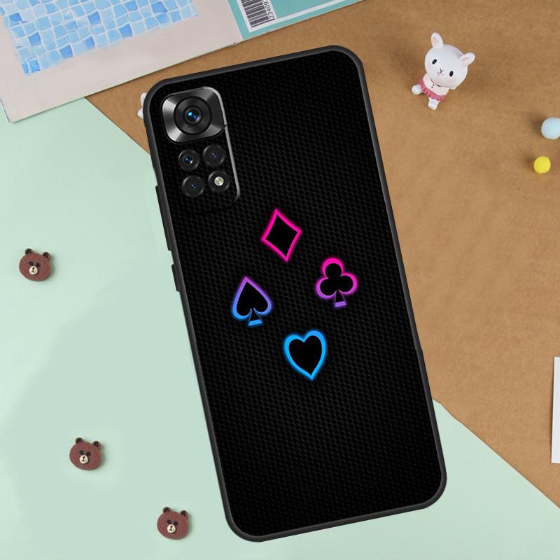 Poker Playing Card Case For Xiaomi Redmi Note 13 12 11 9 10 14 Pro 10S 11S 12S Cover For Redmi 13C 10C 12C 14C