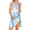 Sleeveless Floral Print Dress for Women Casual Round Neck Lightweight Summer Dress with Side Slit Design