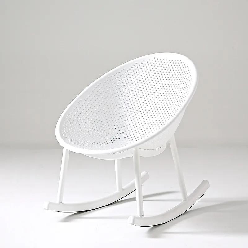 Nordic Household Creative Rocking Chair Back Makeup Chair Plastic Dining Chair Modern Living Room Recliner Minimalist