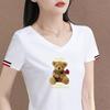 Clearance High-Grade Women's Stylish Slim-Fit V-Neck White T-Shirt with Letter Print