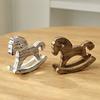 Hand-painted Wood Rocking Horse Figurine Vintage Miniature Rocking Horse Statue Home Office Living Room Desktop Decoration Ornament