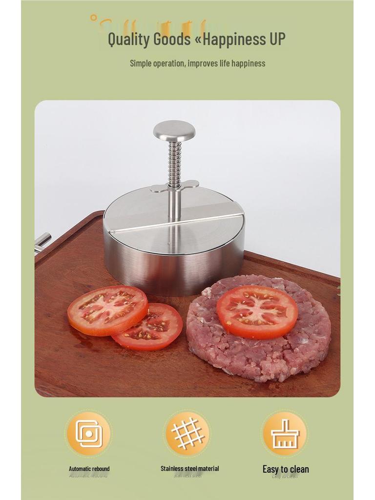 Stainless Steel Non-stick Hamburger Press for Kitchen