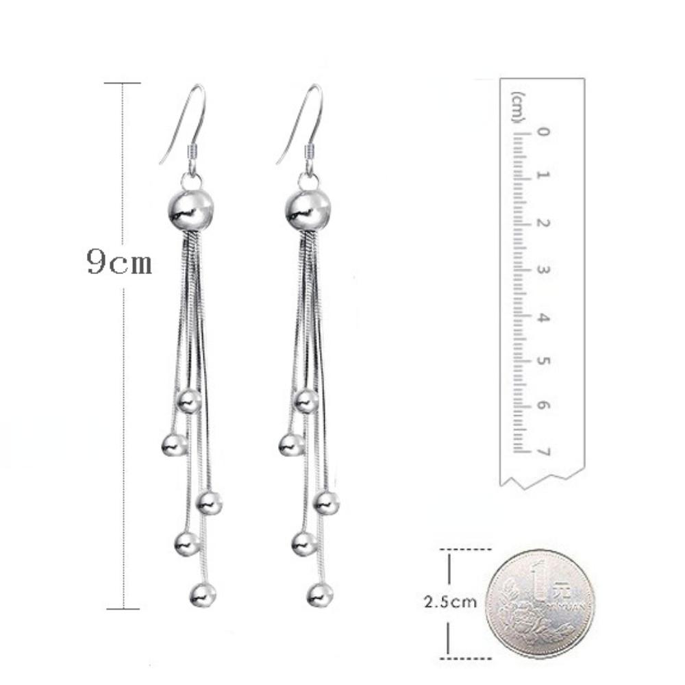 Womens Vintage Korean Fashion Elegant Anti-allergy 925 Silver Plated Mini Simple Tassels Ear Hook Earrings Female Long Ear Jewelry Gifts