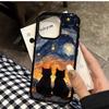Oil Painting Black Cat  Hard Case For Iphone 17 16 15 14 13 12 11 Pro Max Air Protective Shockproof Coque Phone Cover