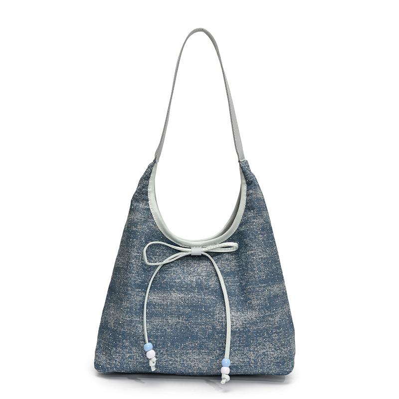 Trendy New Style Fashionable Casual Style Star Denim Underarm Tote Bag Versatile Commuter Light Shoulder Bag