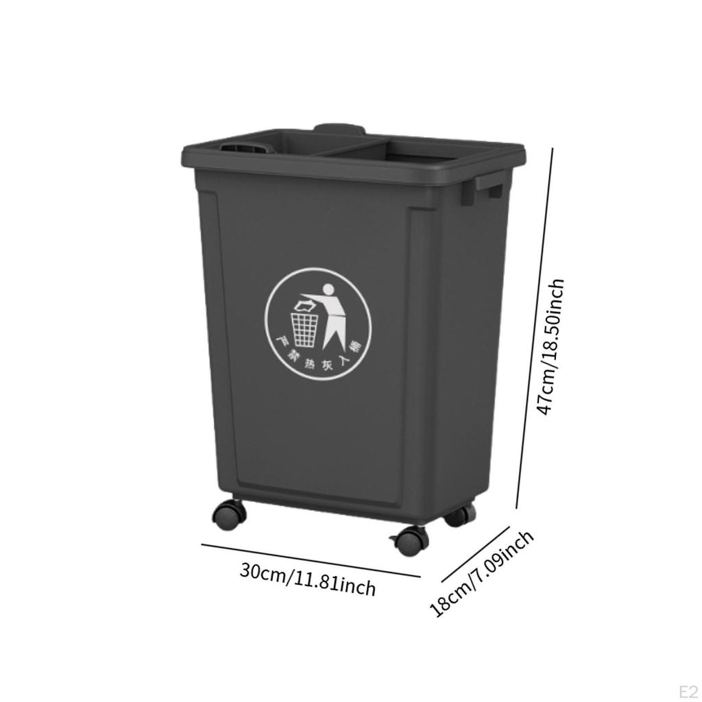 Trashcan Garbage Can with Swivel Wheels Dustbin Lightweight 12L Wastebasket Rubbish Bin for Dorm
