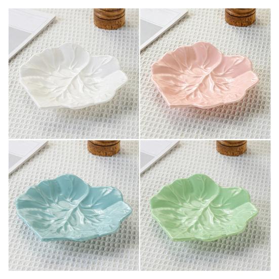 Poggiacucchiaio in Ceramica a Forma di Foglia Portautensili Versatile Piatto per Condimenti Vassoio per Gioielli Pratico Poggiaposate da Cucina