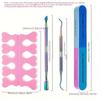 8pcs Manicure Kit Set Rainbow Stainless Steel Nail and Cuticle Clippers Double-sided Nail File Toenail Separator and Cleaning Brush Nail Care Tools