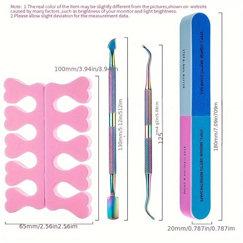 8pcs Manicure Kit Set Rainbow Stainless Steel Nail and Cuticle Clippers Double-sided Nail File Toenail Separator and Cleaning Brush Nail Care Tools