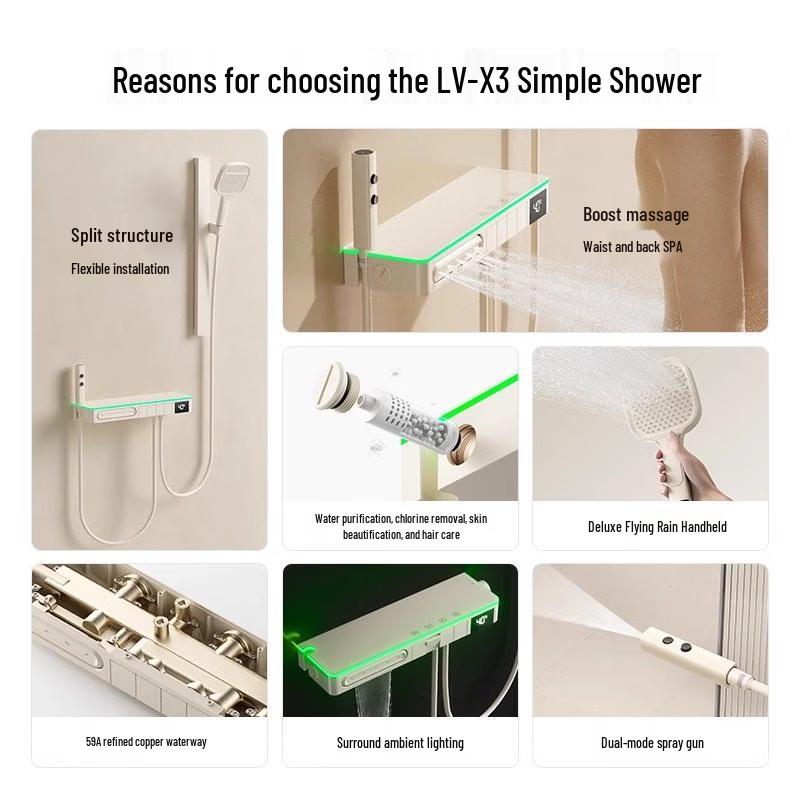 Yuan Bin Yannuo Minimalist Shower Set with Back Spray, Gunmetal Grey