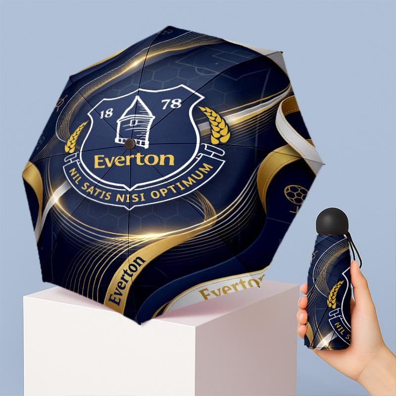 Everton Football Pattern Printed Mini 5 Folds 8 Ribs Compact Umbrella Windproof Waterproof Lightweight Portable Folding