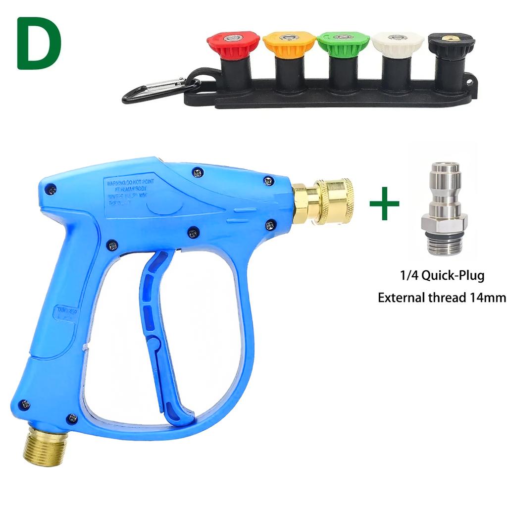 5 Nozzles High Pressure Washer Gun, 1/4" Quick Connect, M22-14mm for Nilfisk Lavor Karcher K2~K7, Car Wash Kit for Hose