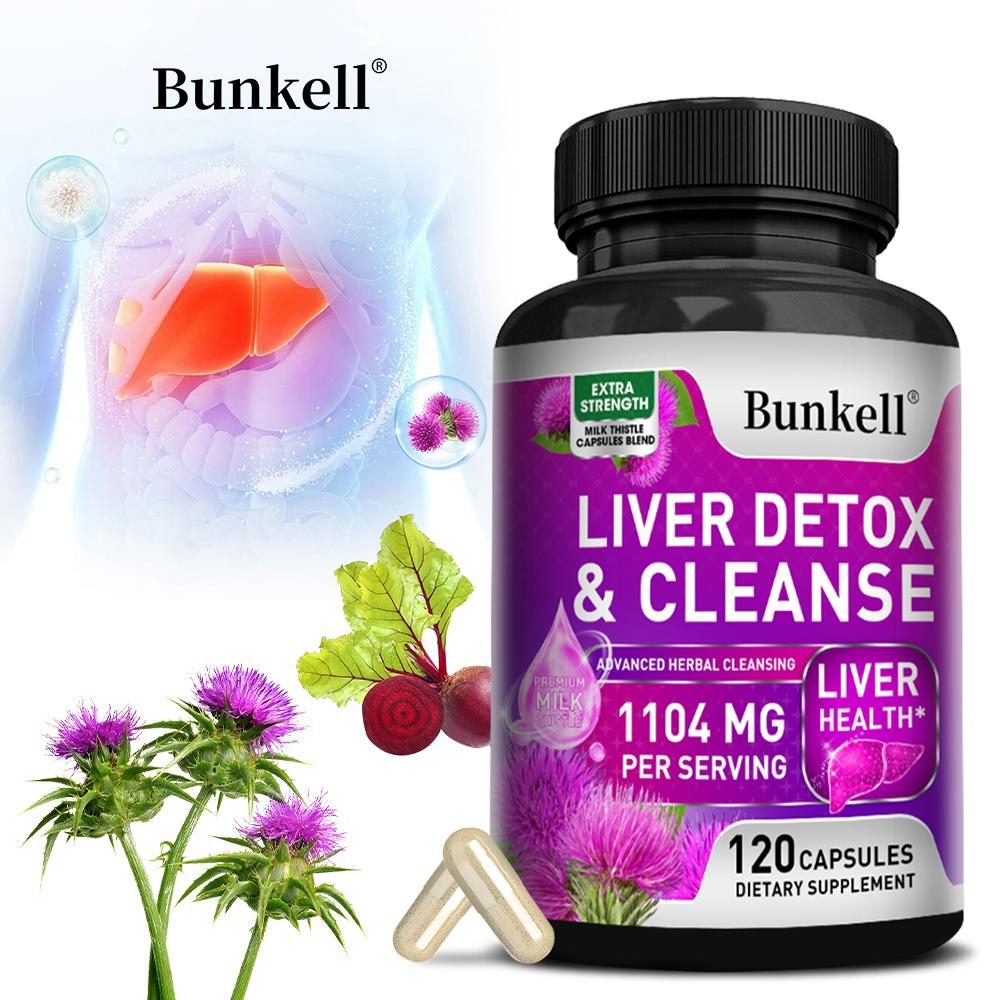 Bunkell Liver Detox Cleanse Supplement, Milk Thistle, Artichoke, Dandelion, Beet Root, Chanca Piedra, 120 Caps