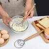 1Pc Bread Beater Wooden Handle Stainless Steel Ring Dough Whisk Egg Beater Mixer Tool Cake Pastry Biscuit Yeast Baking Mixer