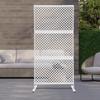 Elegant White Steel Privacy Screen with Diamond Pattern, Freestanding Room Divider - 3 Panels, Laser-Cut Design, 74.8in Height
