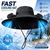 Cappello Ventola di Raffreddamento Solare Estiva Protezione UV Cappello da Sole Portatile per Esterno Pesca Escursionismo Campeggio Cappello a Secchiello