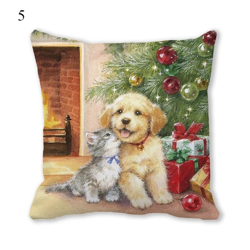 Husă de pernă de Crăciun Animal Câine Pisică Ghirlanda de biciclete Pom de Crăciun Decor de Crăciun Birou Canapea Pat Mașină Husă de pernă
