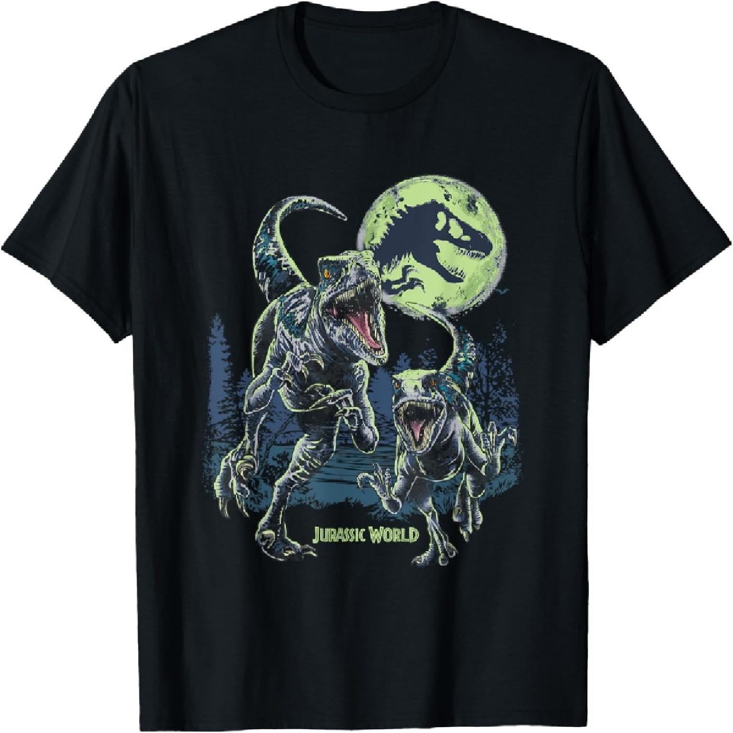 

Винтажная футболка «Мир Юрского периода: Господство» Синий и Бета в лесу XXXXXL чёрный