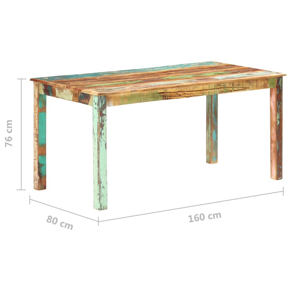 Dining Table Reclaimed Solid Wood 160 x 80 x 76 cm