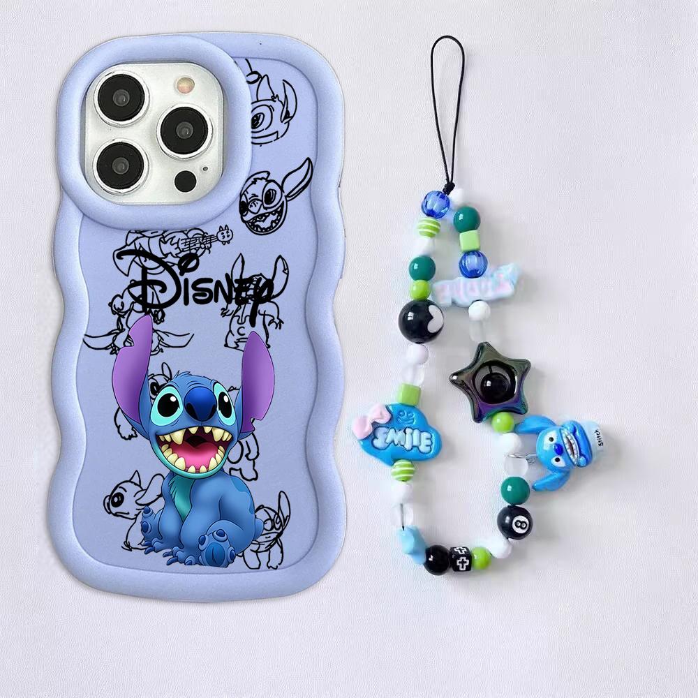 

3D Stitch Angel Chain Phone Case For Samsung Galaxy S25 S24 S23 S22 Plus Ultra S20 S21 FE A56 A54 A55 A16 A15 A14 A36 A26 Cover Samsung S24