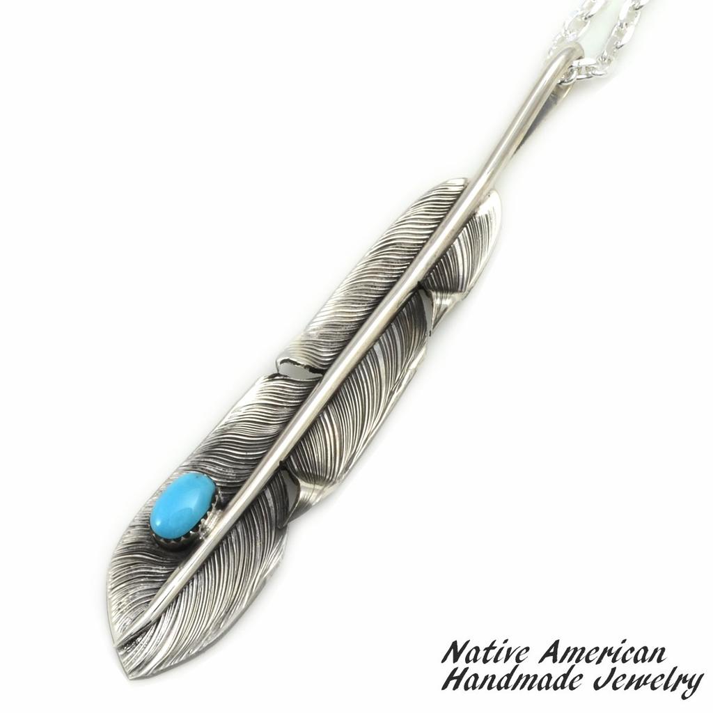 [STERLING SILVER 925] Feather Silver Necklace Pendant Chain AMTHANE-004