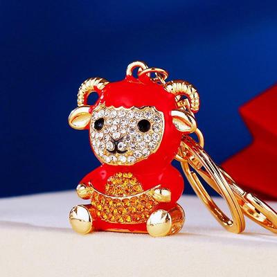 Breloc Zodiac Capră Oaie Metal Rezistent Cu Pandantiv Norocos Chinezesc Pentru Mașină
