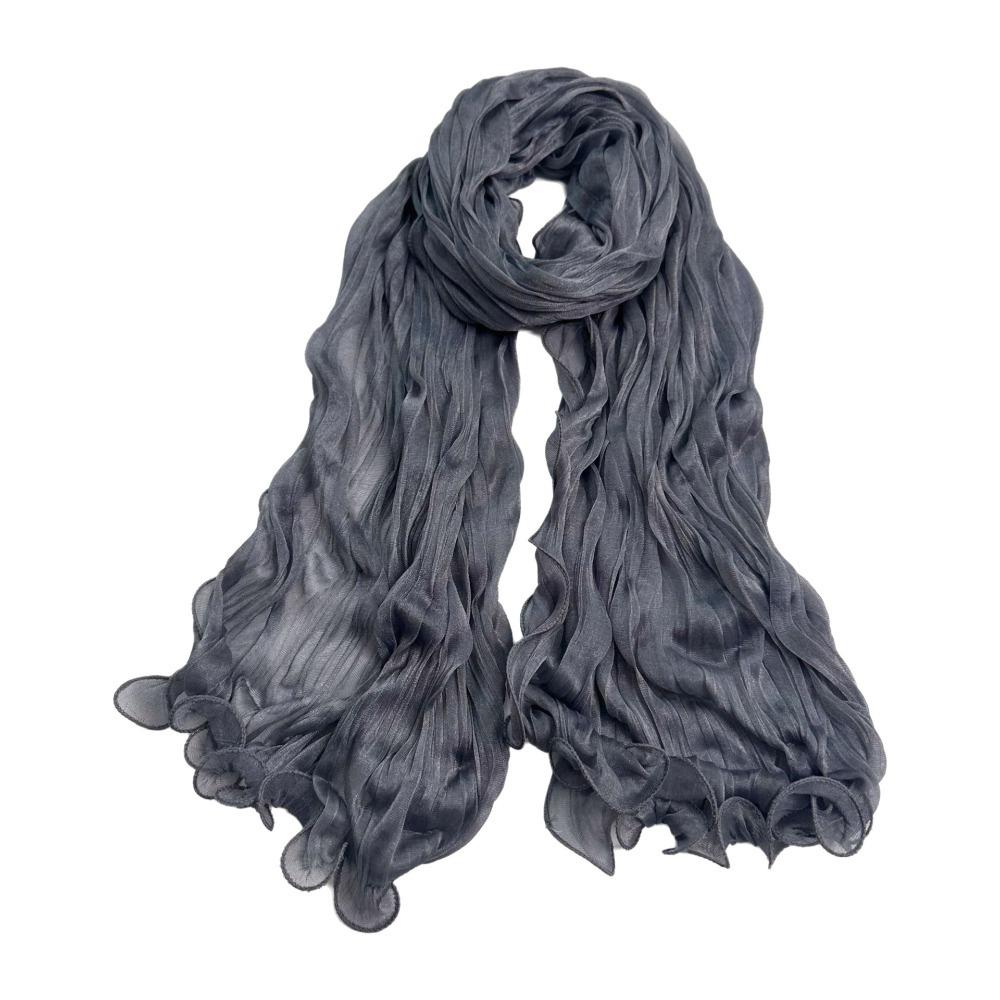 Fashion Solid Color Shiny Bubble Crepe Hijab Long Sunscreen Africa Headband Breathable Thin Muslim Wraps Shawl Women
