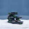 Resin Rock Aquarium Ornament Layered Cave Hideout with Artificial Plants
