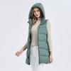 Damen Mittellange Kapuzen-Daunenweste Dick Warm Puffer-Weste Slim Fit Winter