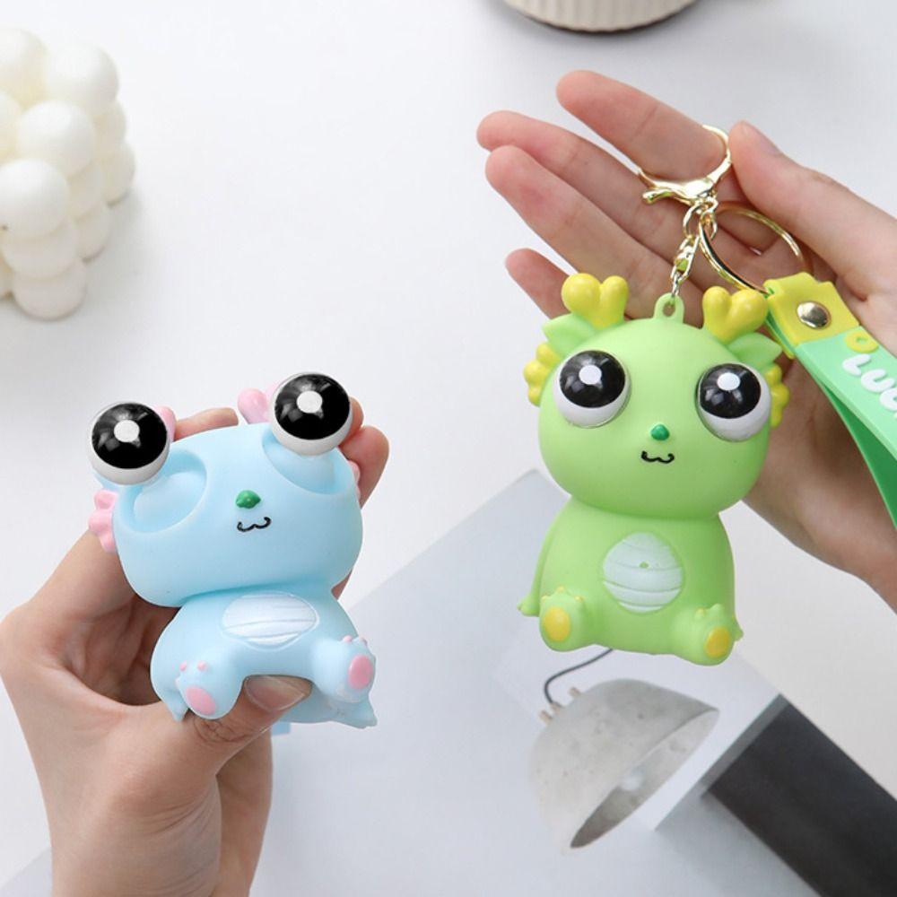 Simulation Dragon Burst Eye Dragon Keychain Cartoon Animal Novelty Doll Pop-eyed Dragon Pendant Funny Creative
