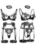 Lace Lingerie Hot Sheer Bralette & Garter Belt with Thong Strappy Open Cup Bra Harness Seductive Underwear for Women Sexy Outfit