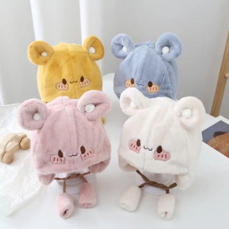 0-6M Baby Hat Autumn and Winter Six-month Baby Hat Plush Winter Male Treasure Cute Super Cute Winter Princess Ear Protection