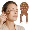 Rouleau de Massage Facial en Bois de Santal avec 12 Billes en Laiton, Outil Gua Sha Ergonomique en Forme de Y pour Relaxation Musculaire du Visage, des Yeux, du Nez, des Oreilles, Soulagement des Tensions Sanguine
