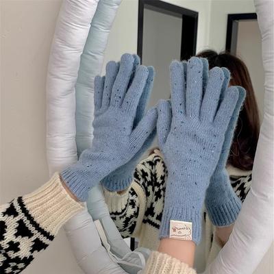 Korean Style New Style Extra Long Baby's Breath Gloves Cute Wool Touch Screen Split Finger Warm Knitted Gloves for Women