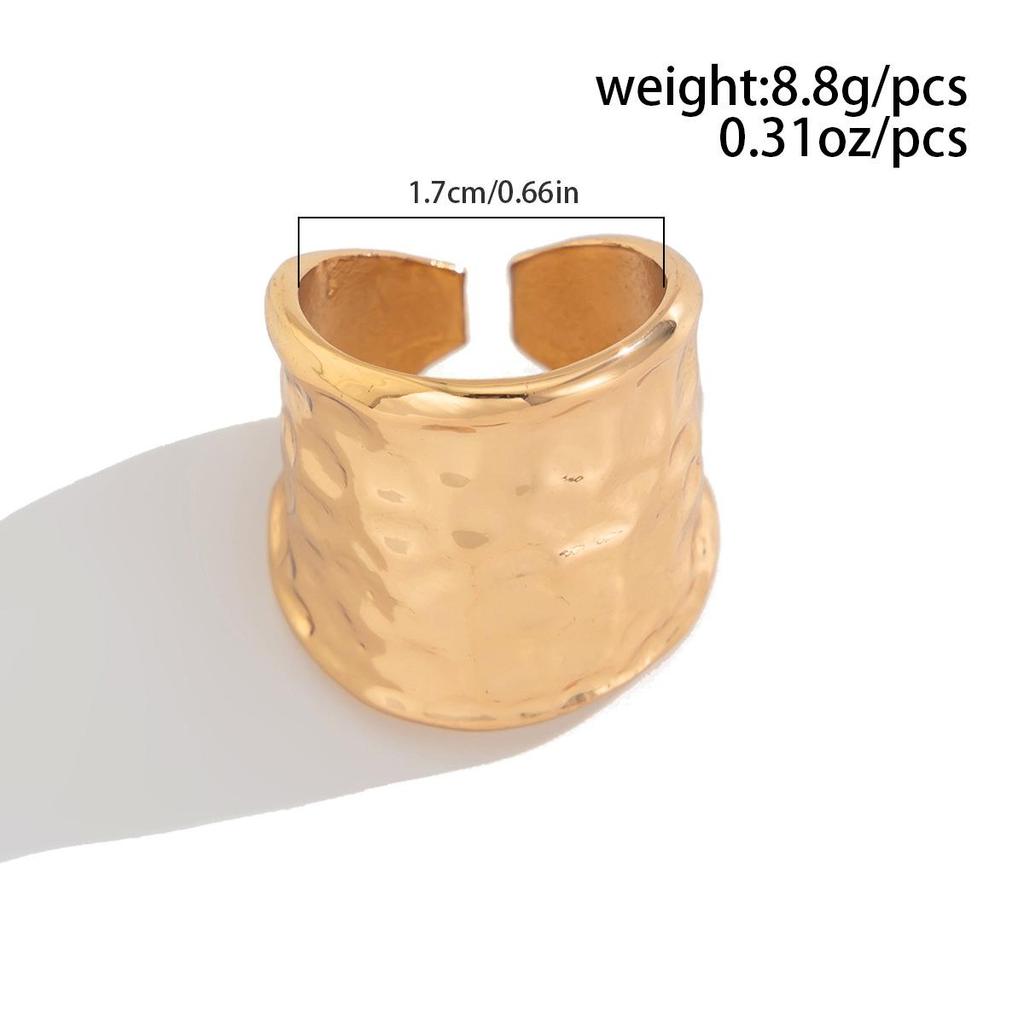 Fashion Sense Inlaid Pearl Flower Ring Simple Pleated Round Alloy Ring Set Daily Commuting Retro High-class Sense of Women's Jewelry