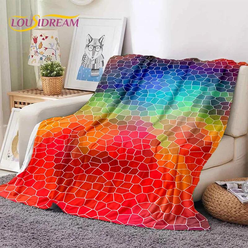 Rainbow Colour Illusion Cartoon Soft Flannel Blanket for Beds Bedroom Sofa Picnic,Throw Blanket for Cover Outdoor Leisure Gift