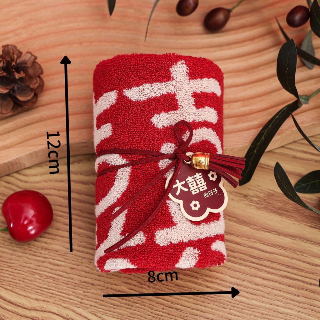 National Trend Red Cotton Bridesmaid Wedding Souvenir Towel Gift