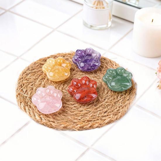 Mini Cat Paw Figurine Natural Healing Stone Hand Carved Statue Collectible Spiritual Gifts for Cat Lovers Women