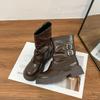 Maillard Brown Boots Women's Short Boots 2025 New Autumn and Winter Trouser Boots Western Platform Martin Boots Women's Versatile
