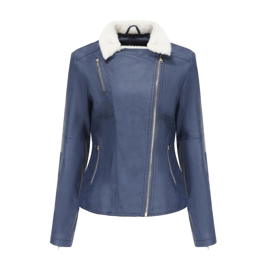 2026 Autumn Winter Women's Plus Velvet Leather Jacket Fema Fur Integrated Leather Coats Women Thicken Lapel Casual Jacket