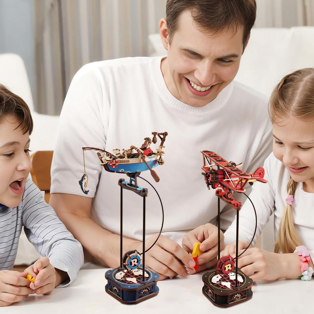 3D Wooden Puzzle, Airplane Swing Model, 3D Puzzle Model Building Kit, Birthday Christmas Creative Gift For Adults & Teens