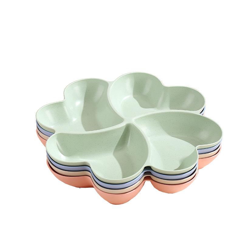 Wheat Straw Creative Lucky Grass Fruit Plate Home Living Room Desktop Grid Candy Box Fruit Snacks Dried Fruit Plate