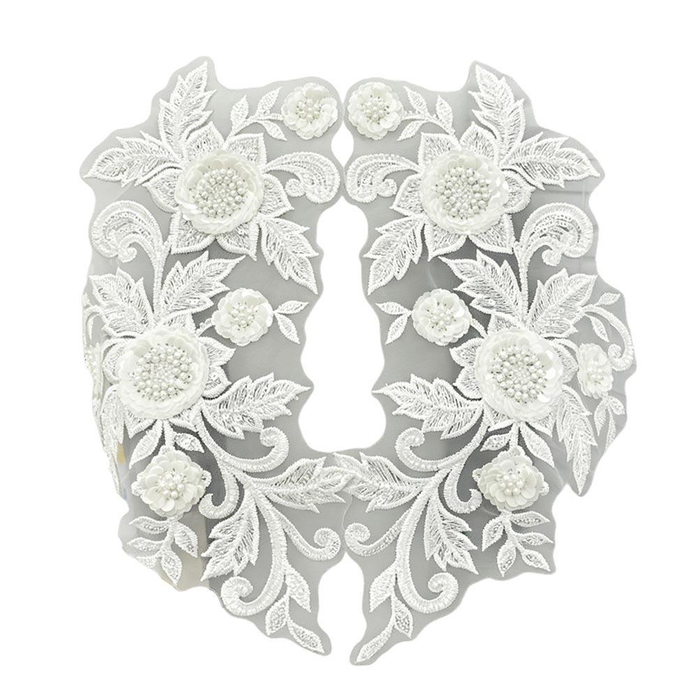 Multi Colored Bead Lace Three-Dimensional Applique Handmade Lace Floral Design Nail Bead Performance Costume Accessories