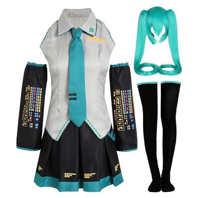 Hatsune Miku Cosplay Kostüm, Vocaloid Cartoon Party Vollständiges Rollenspiel Performance Anzug, Damen Halloween Kostüm