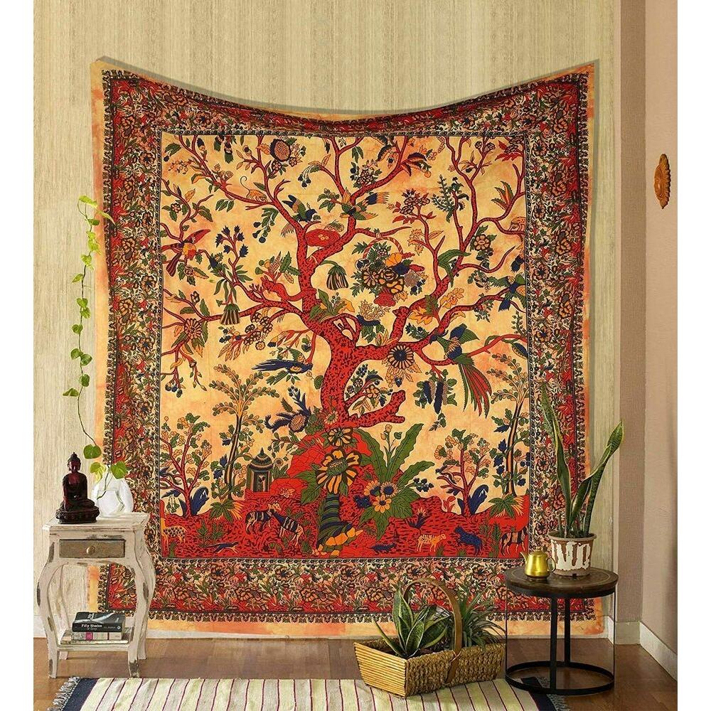 Tapestry Indian Tree of Life 75x100
