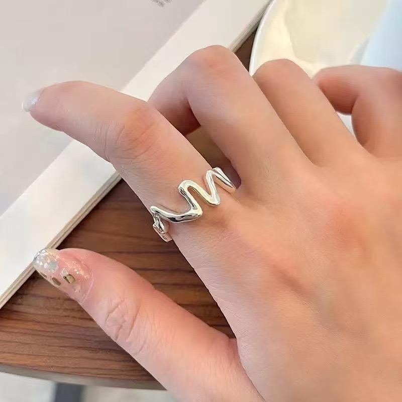 925 Sterling Silver Rings For Women Geometric Fine Jewelry Finger Adjustable Gold Interware CZ Ring For Party Birthday Gift